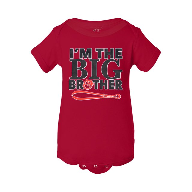 Body de Baseball "Je Suis le Grand Frère" - Rouge - 24M