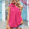 thumbnail image 7 of Summer Saving Usmisi Tank Tops Solid Crewneck Sleeveless T Shirts for Women Summer Tie One Shoulder Soft Linen Vest Blouse Hot Pink XL Up to 65% off, 7 of 7
