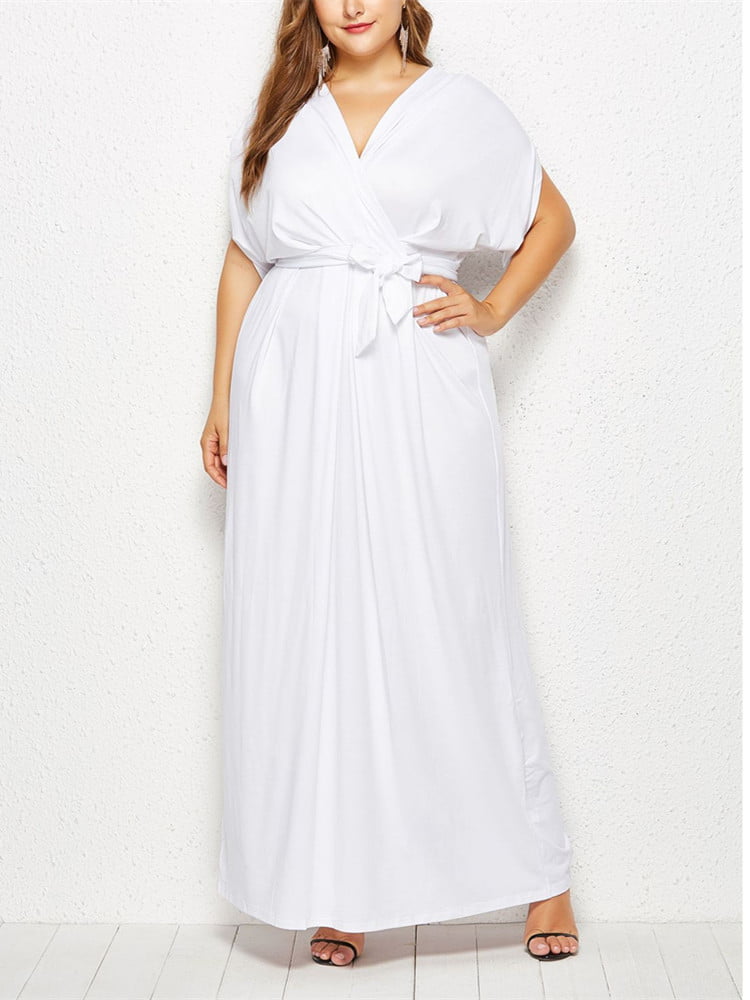 all white maxi dress plus size