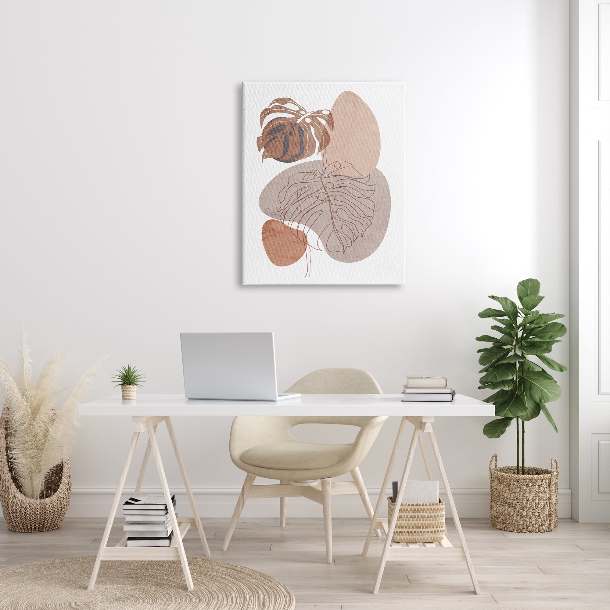 Stupell Industries Abstract Monstera Plant Round Shapes Desert Terracotta, 30 x 40, Designed by Kim Allen