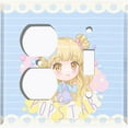 thumbnail image 2 of Metal Light Switch Wall Plate Outlet Cover (Pop Star Blue Anime Stripe Flower Border Pattern - Single Duplex Single Toggle), 2 of 2