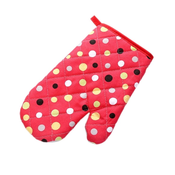 gufffrom Mitaines Antidérapantes Haute Température Gants de Four à Micro-Ondes Gants en Coton Outil de Cuisine Ménager Élaboré Mitaines de Cuisson Rouges Gros Points