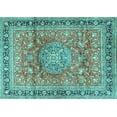 thumbnail image 1 of Ahgly Company Machine Washable Indoor Rectangle Medallion Turquoise Blue Traditional Area Rugs, 2' x 3', 1 of 4