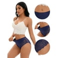 thumbnail image 3 of DARING DIVA Women's Comfortable Briefs Lace Mid-Waisted Underwear Panties Blue L, 3 of 6