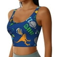 thumbnail image 2 of Fotbe Dinosaur In Space Pattern Womens' Sports Bra Longline Wirefree Padded with Medium Support Sports Moisture-Wicking Workou Vest,Tank Top-Large, 2 of 7