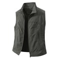 thumbnail image 3 of YFNNUP Big and Tall Men's Golf Vest Lightweight Casual Sleeveless Jacket Outerwear Windproof Water Resistant Grid Lining Vests with Zipper Pockets Green,XXL, 3 of 7