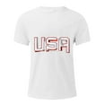 thumbnail image 4 of Xysaqa USA Letter Printed T-Shirt Men's Patriotic T-Shirt American Flag Graphic Tee Men Big & Tall Workout Shirt Gym Bodybuilding Short Sleeve Sports Shirts Tops 2X 3X 4X Clearance, 4 of 5