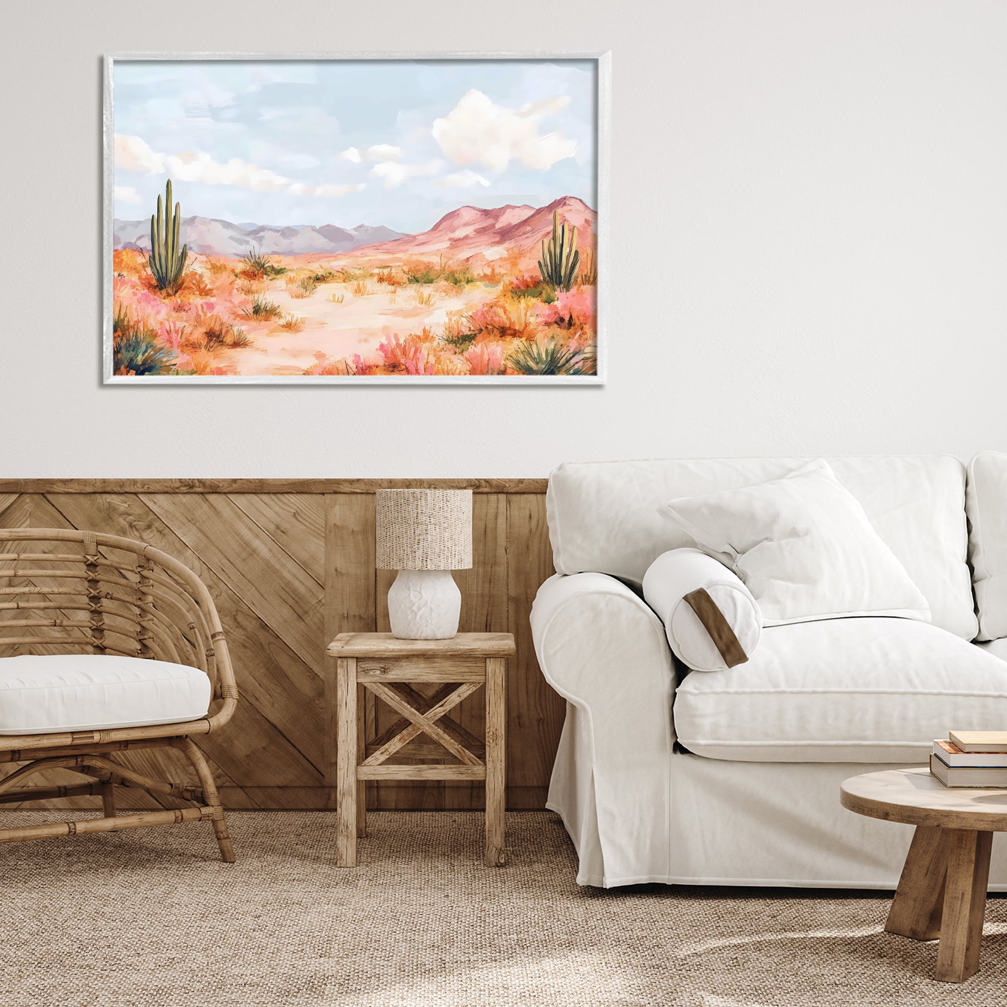 Stupell Industries Pastel Desert Dream Sunset White Framed Giclee Art, design by Creative Studio