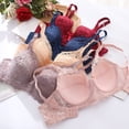 thumbnail image 7 of VISALY T-Shirt Bras Lace Bras Women's 3PC Bra Casual And Fashionable Large Size Bra Thin Sponge Gathering Underwear Lace Bra Spaghetti Strap Bra Comfortable Bras For Women Bras For Women BK1 75B, 7 of 7