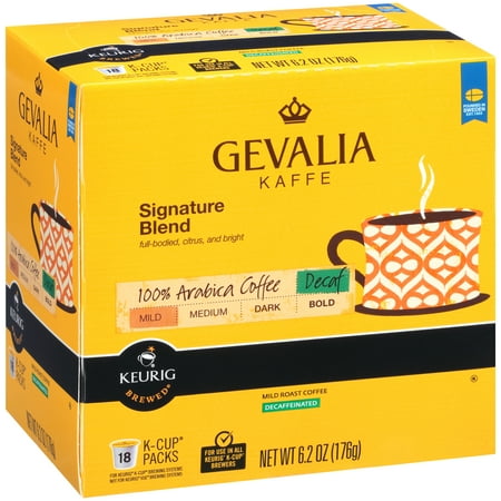 Gevalia Kaffe Signature Blend Mild Roast Decaf Coffee K-Cup Packs, 18