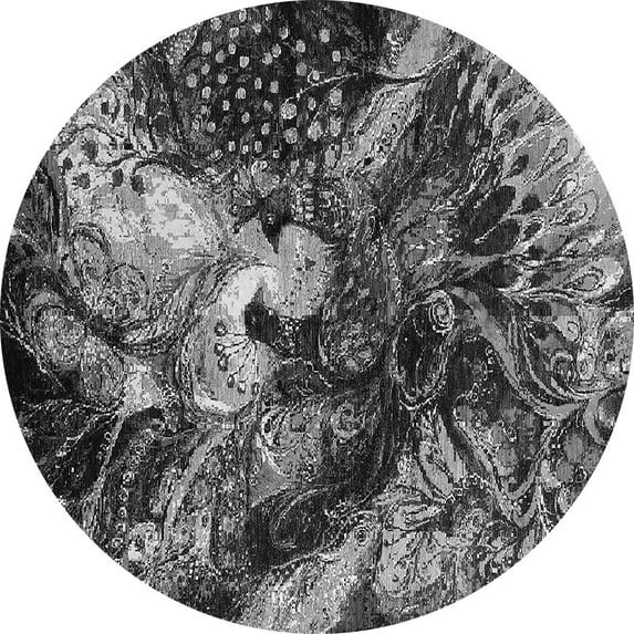 Ahgly Company Indoor Round Oriental Gray Industrial Area Rugs, 5' Round