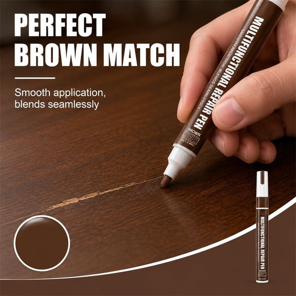 Wood Furniture Repair Pen, Scratch Repair Marker Precision Touch Up Seamless Brown Finish Restorer, For Tables Cabinets Doors Floors Desks Home Furniture Maintenance
