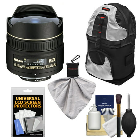 Nikon 10.5mm f/2.8G ED DX AF Fisheye-Nikkor Lens with Sling Backpack + Kit for D3100, D3200, D3300, D5100, D5200, D5300, D7000, D7100 DSLR