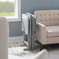 thumbnail image 2 of Linon Lorie 5 Piece Tray Table Set Planked Top with Compass Design in Gray Wood, 2 of 14