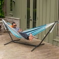 thumbnail image 3 of Vivere Double Sunbrella Hammock with Steel Stand, Portable Outdoor Lounge, Token Surfside, 3 of 7