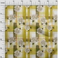 thumbnail image 2 of oneOone Cotton Cambric Lime Green Fabric Leaves & Floral Check Fabric For Sewing Printed Craft Fabric By The Yard 56 Inch Wide, 2 of 4