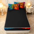thumbnail image 4 of Homewish Watercolor Tree Of Life Zipper Twin Comforter Sets with Fitted Sheet and 2 Pillowcases,Colorful Boho Glass Zipper Bedding Set,Black Reversible,4pcs, 4 of 8