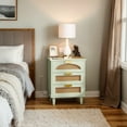 thumbnail image 6 of Resenkos Elegant Wood Nightstand, 20" Side Cabinet With 3 Drawers, Space-Saving Storage For Bedroom, Green, 6 of 12