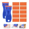 thumbnail image 1 of 1 Pack Plastic Razors Blades Scraper with 20 Replacement Blades, Non-Scratch Safety Tool for Removing Stickers, Decals, Adhesive Residue, Vinyl, Labels from Glass, Cars, and 3D Printer Beds, 1 of 8