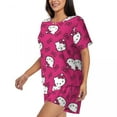 thumbnail image 2 of Pyjama Personnalisé pour Femmes avec Nœud Rose, Anime Animé Hello Kitty, Manches Courtes, Vêtements de Nuit, 2 Pcs, Fille, 2 of 7