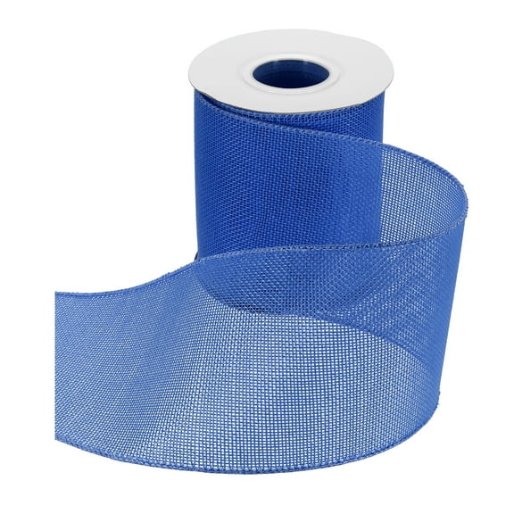 Uxcell Burlap Wired Ribbon 4" x 10 Yard Wired Edge Ribbon Woven Strap, Deep Blue
