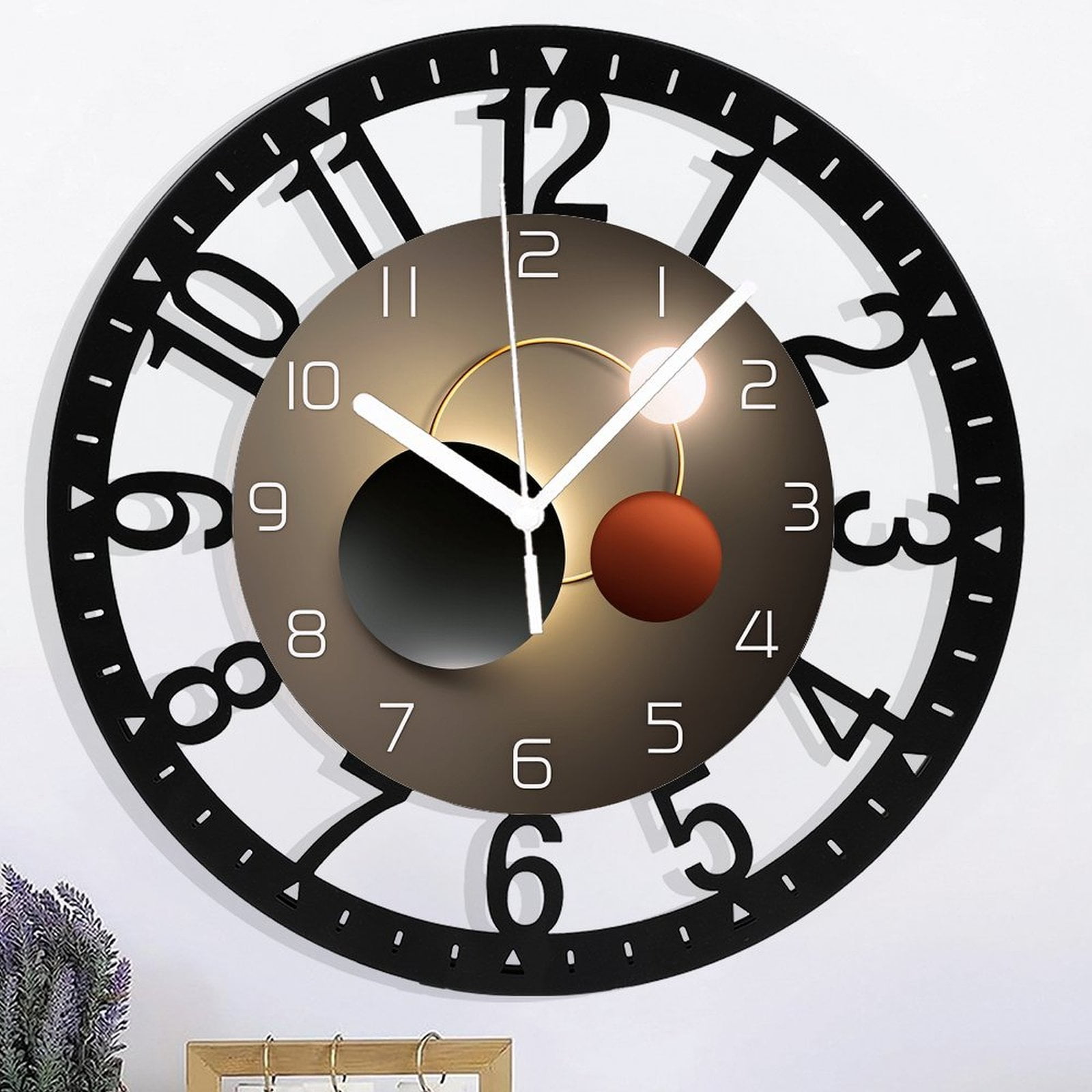 Wrought Iron Small Wall Clocks for Living Room Decor 10 Inch Battery Clock for Wall Modern Analog Wall Clock Non Ticking 25cm Style 10×10inch(25×25cm)