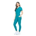 thumbnail image 3 of Womens Jogger Scrub Set Ultra Stretch Medical Scrub Top & Pants (Teal, X-Small), 3 of 7