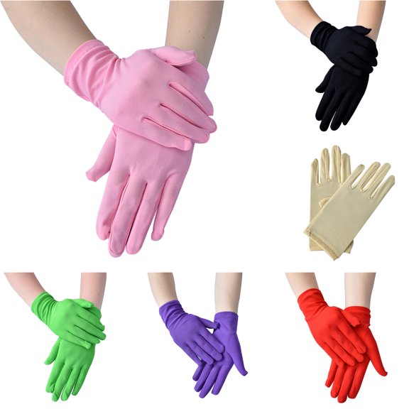 QTSHPN Gloves Women Solid Fashion Ceremonial Short Dance Color Accessory Formal Evening Party Elegant Pink One Size