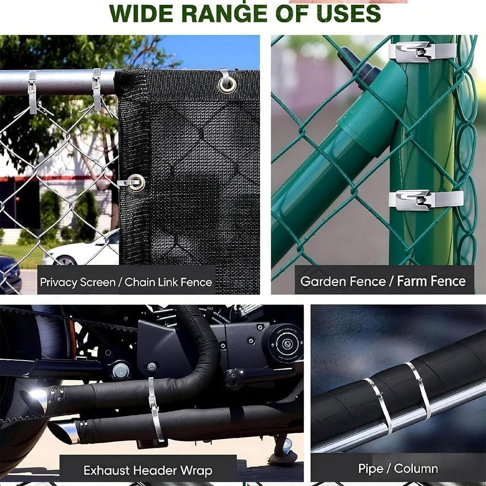 Stainless Steel Cable Tie Gun with Metal Zip Ties, Metal Zip Ties Tool, Adjustable Fastening and Cutting Metal, for Fastening and Cutting Fence Exhaust Pipe Outdoor