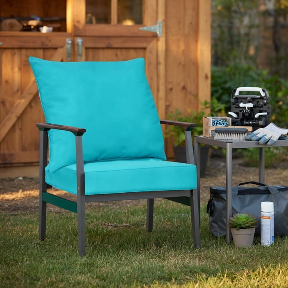 Topcobe Deep Seat Chair Cushion Pads Set with Rope Belts for Indoor and Outdoor, Turquoise