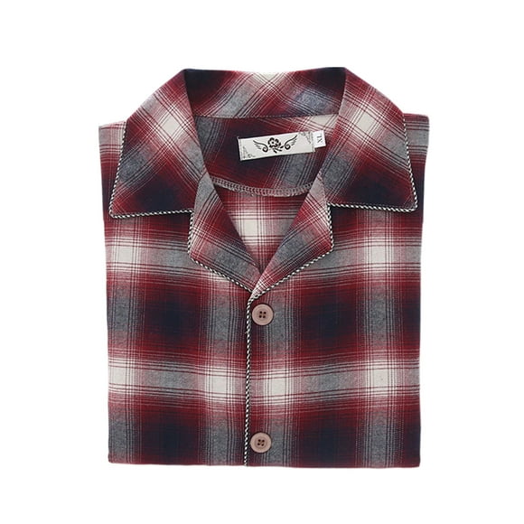 CVLIFE Pyjama pour Homme à Revers, Tenue de Nuit à Manches Longues en Flanelle, Ensembles de Pyjamas Amples 2 Pcs, Ensemble de Détente, Tenue Quotidienne, Pjs Rouge TG