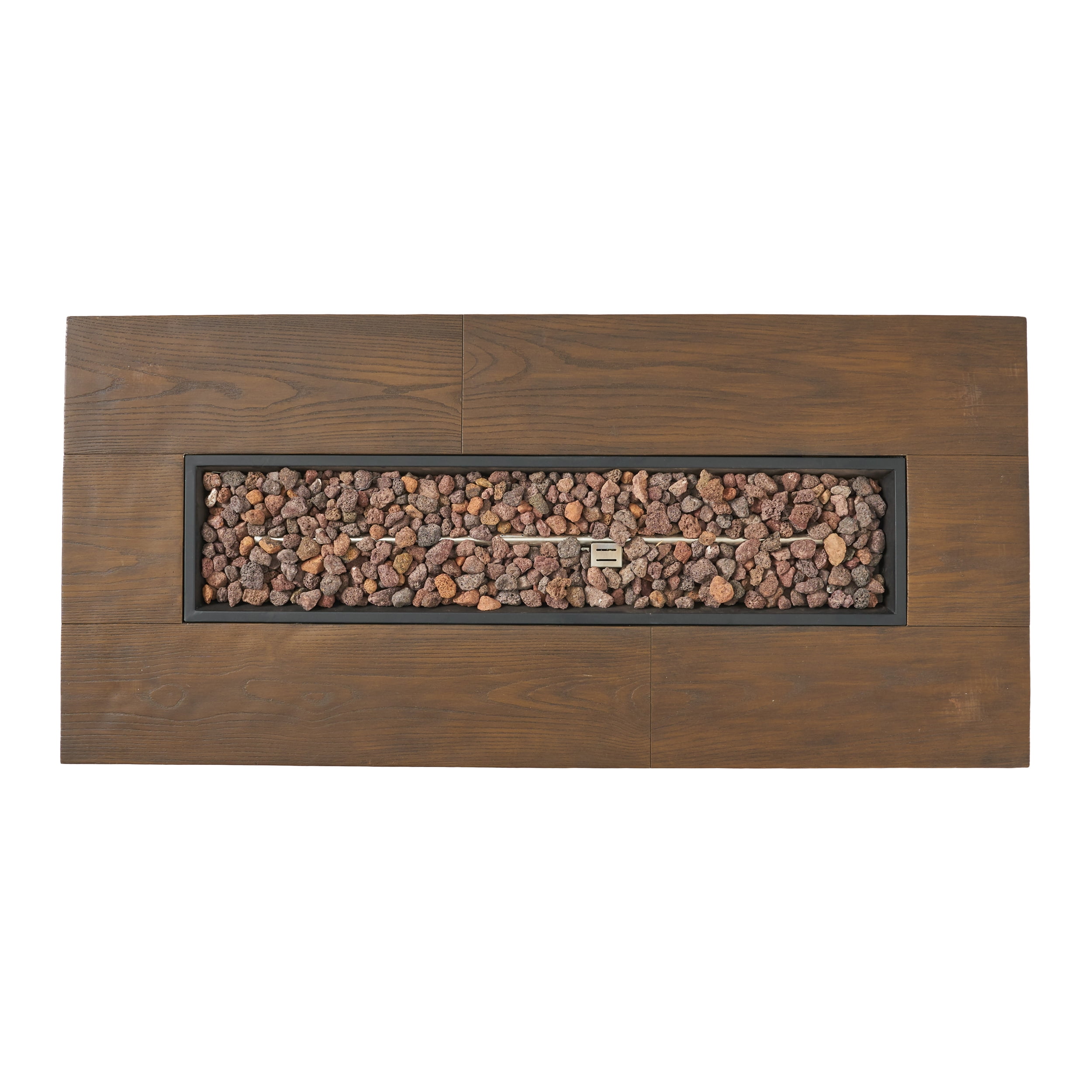 Sorrento Lightweight Concrete Outdoor 50,000 BTU Rectangular Fire Pit (No Tank Holder), Brown Wood Pattern