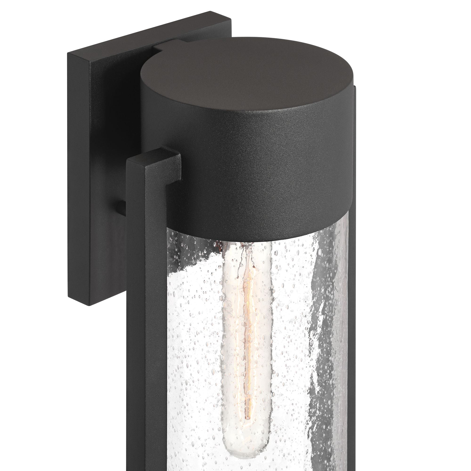 Possini Euro Design Villa Lane 18 1/2" High Modern Outdoor Wall Light Fixture Mount Porch Weatherproof Sand Black Glass Shade