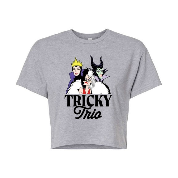 Disney Villains - Tricky Trio - Juniors Cropped Cotton Blend T-Shirt