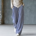 thumbnail image 4 of Maplenight Womens Plaid Pajamas Pants Wide Leg Elastic Waist Pants Loose Casual Loungewear Sleep Bottoms, 4 of 8