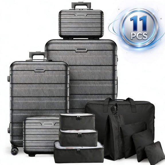 Luggage Sets 11 Piece Suitcases with Wheels, Suitcase Set ABS Hard Case Luggage with Lock Spinner Wheels Durable Travel Luggage