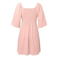 thumbnail image 5 of kamemir Womens Dresses 2024 Spring Summer Deep V Neck Elegant Bow tie Mini Dress(Red,S), 5 of 6