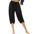 thumbnail image 1 of Admvng Capri Pants for Women Solid Drawstring Elastic Waist Sweatpants with Pockets Pants S-2XL, 1 of 6