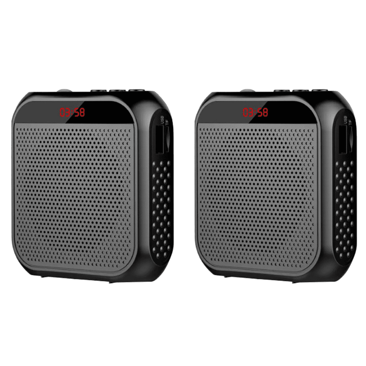 2X 2200mah Voice Amplifier Multifunctional Voice Speaker Portable Speaker with Microphone Display, for Teachers Speech A