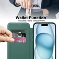 thumbnail image 4 of Cutyskin for iPhone 14 Plus Flip Wallet Case, Built-in Camera Lens Protector [Compatible with MagSafe] Plating Transparent Business PU Leather RFID Blocking Credit Card Slots Phone Case,Darkgreen, 4 of 7