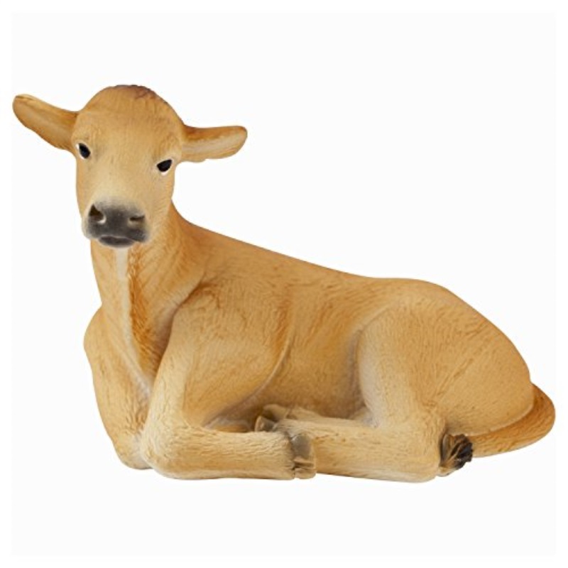 Mojo Fun 387144 Jersey Calf Lying Realistic Farm Animal Toy Cow