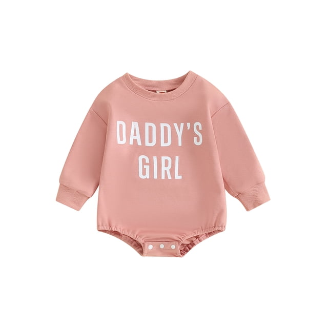 Faithtur Barboteuse à Col Rond pour Bébés Filles Automne Manches Longues Imprimé Lettre Chandail en Molleton Décontracté