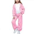 thumbnail image 2 of Kids Sweatsuit Set for Girls 3 Piece Long SleeveZip up Tracksuit Hoodie and Sweatpants Winter Clothes Preppy Clothes for Girls 8-9 Years, 2 of 9