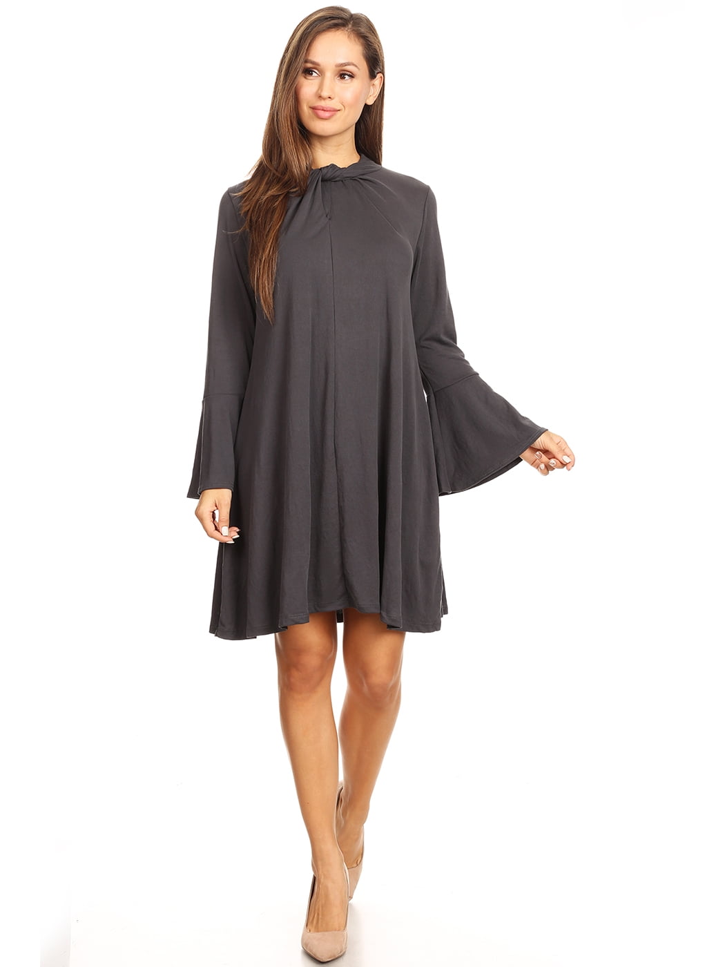 A-Line Tunic Dress Loose Fit Keyhole 