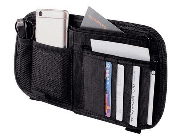 X AUTOHAUX Universal Car Sun Visor Organizer Storage Pocket Pouch Case Bag for Pen CD Card Document Black 
