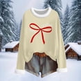 thumbnail image 5 of Craaazy Christmas Womens Shirts Fleece Crew Neck Long Sleeve Womens Tops Christmas Prints Loose Pullover Gifts for Women, 5 of 6