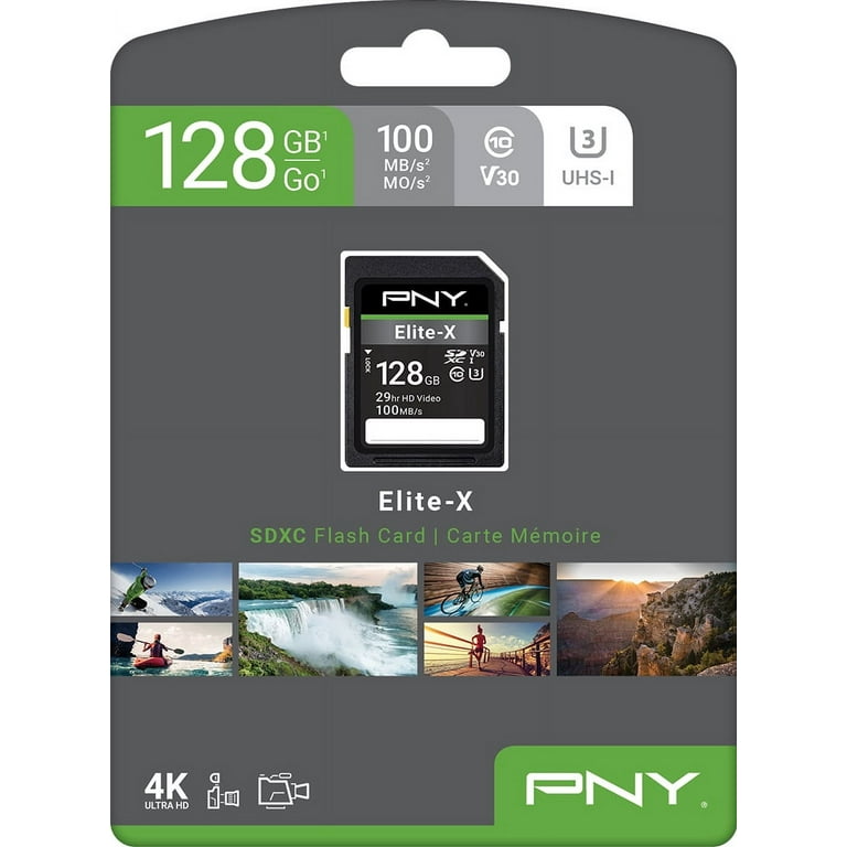 768px x 768px - PNY 128GB Elite-X Class 10 U3 V30 SDXC Flash Memory Card - 100MB/s, Class 10,  U3, V30, 4K UHD, Full HD, UHS-I, Full Size SD - Walmart.com