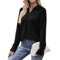 thumbnail image 4 of QAFOPEH Womens Polo Shirts V Neck Collared Tops Casual Buttons Long Sleeve Tunic Blouses, 4 of 7