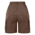 thumbnail image 5 of QHFBli Bermuda Shorts for Women Cargo Shorts Knee Length 6 Pockets Elastic Waist Long Shorts for Summer Casual, 5 of 5