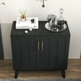 thumbnail image 3 of Jopath Sideboard Cabinet with Adjustable Shelves and Solid Wood Legs, Buffet Cabinet with Storage Mid Century Modern Fluted for Living Room Entryway Hallway Dining Room Kitchen Black, 3 of 9